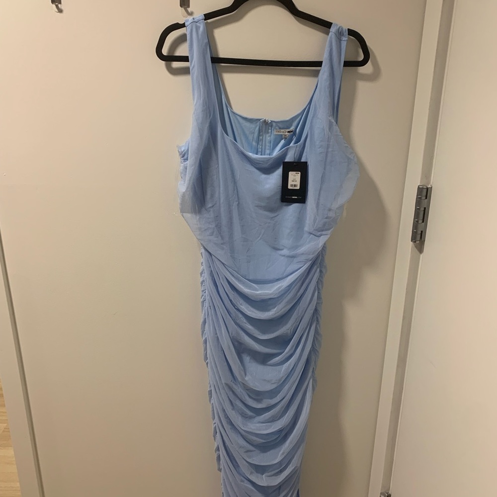 NWT Malia Mesh MIDI Dress - Light Blue size 2x